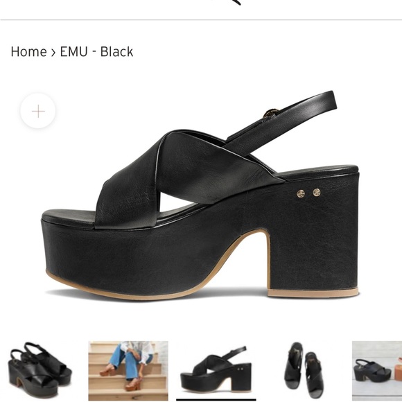 beek Shoes - Beek emu Black Platform Shoes with Chunky Heel